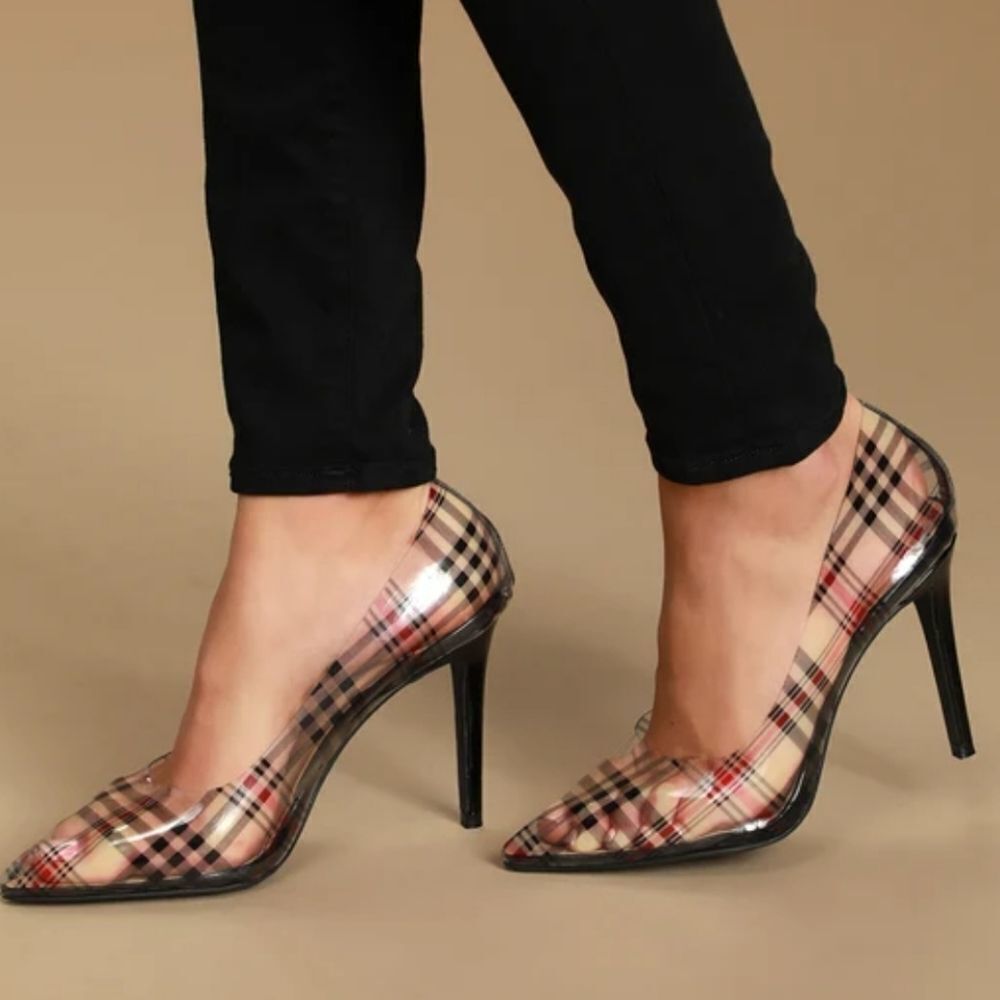 WILD DIVA PLAID POINTED TOE HIGH HEEL STILETTOS PUMP S2